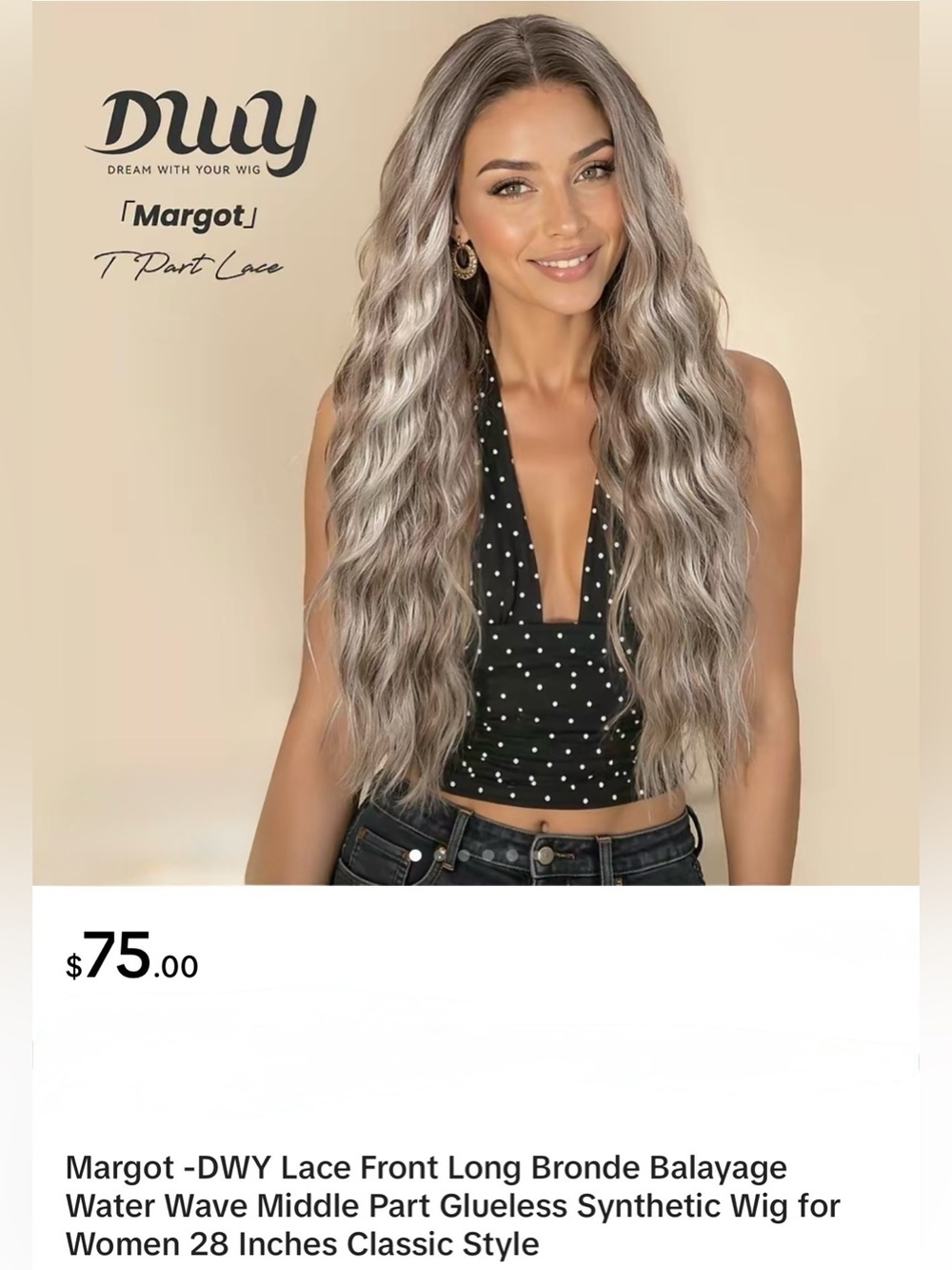 Margot Lace Front Long Bronde Balayage Water Wave Wig - Margot